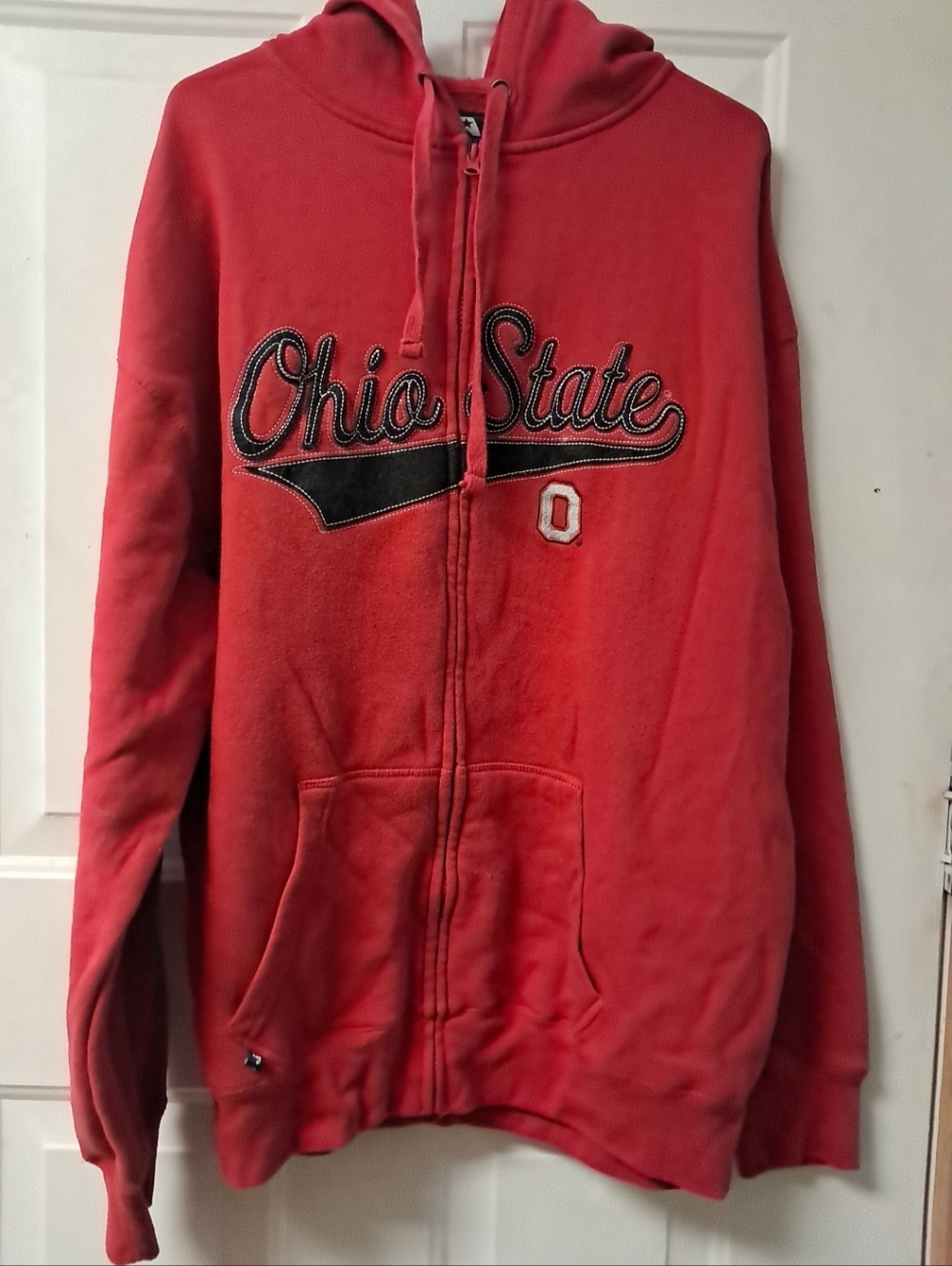 J America Sportwear. Ohio State Mens XXL Full Zip Hooded Jacket. Scarlet & Black